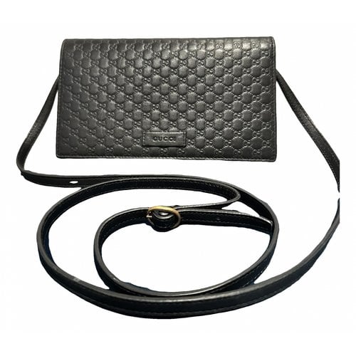 Pre-owned Gucci Leather Clutch Bag In Black