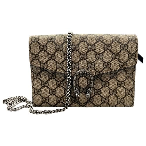 Pre-owned Gucci Dionysus Chain Wallet Cloth Crossbody Bag In Beige