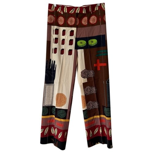 Pre-owned Valentino Wool Straight Pants In Multicolour