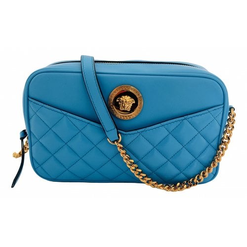 Pre-owned Versace La Medusa Leather Crossbody Bag In Blue