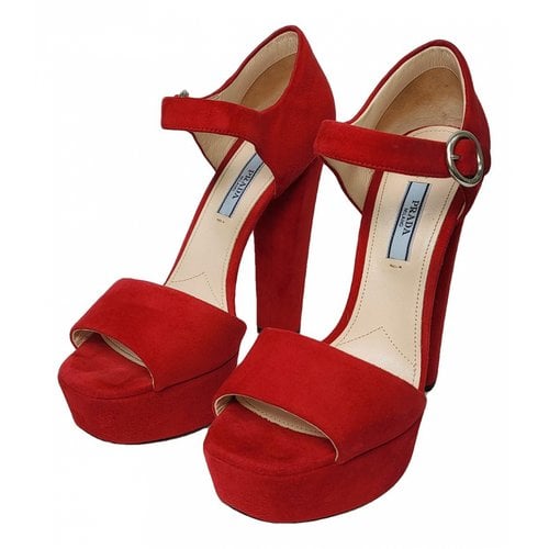 Pre-owned Prada Mary Jane Heels In Red