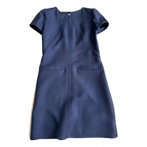 Pre-owned Courrèges Wool Mid-length Dress In Navy