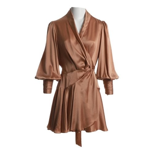 Pre-owned Zimmermann Silk Mini Dress In Brown
