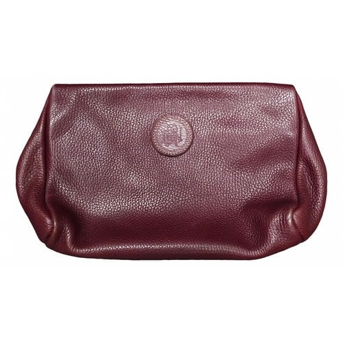 Pre-owned Sergio Rossi Leather Clutch Bag In Burgundy