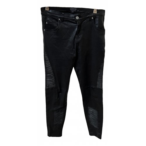 Pre-owned Elevenparis Leather Slim Pants In Black
