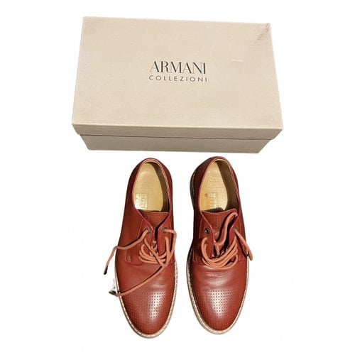Pre-owned Armani Collezioni Leather Lace Ups In Red