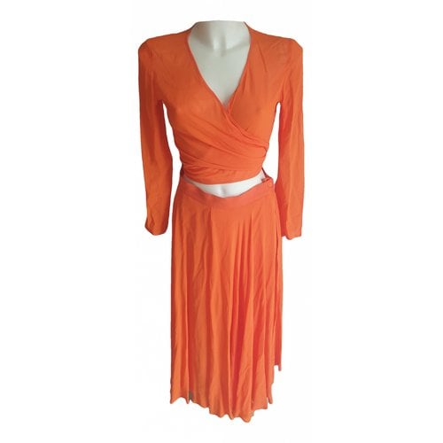 Pre-owned Byblos Linen Skirt Suit In Orange