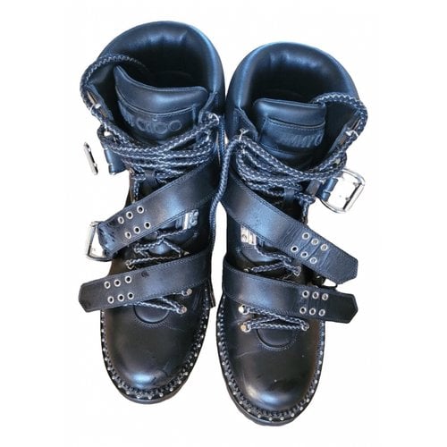 Pre-owned Jimmy Choo Leather Biker Boots In Black