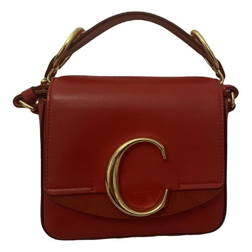 Pre-owned Chloé C Leather Crossbody Bag In Red