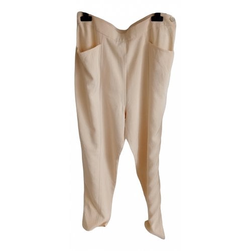 Pre-owned Saint Laurent Silk Carot Pants In Beige