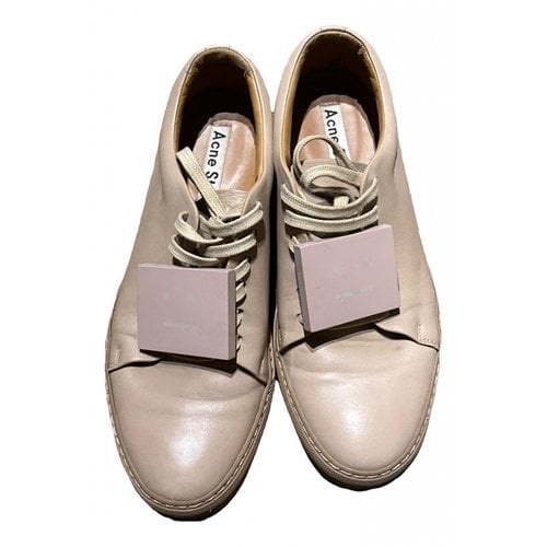 Pre-owned Acne Studios Leather Trainers In Beige