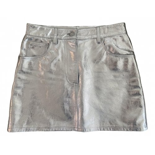 Pre-owned Helmut Lang Leather Mini Skirt In Metallic