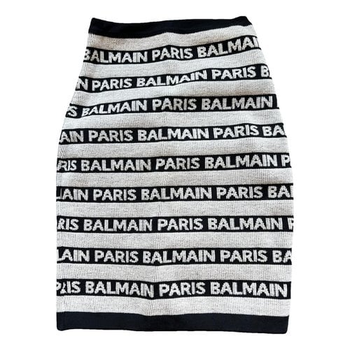 Pre-owned Balmain Linen Mini Skirt In Black