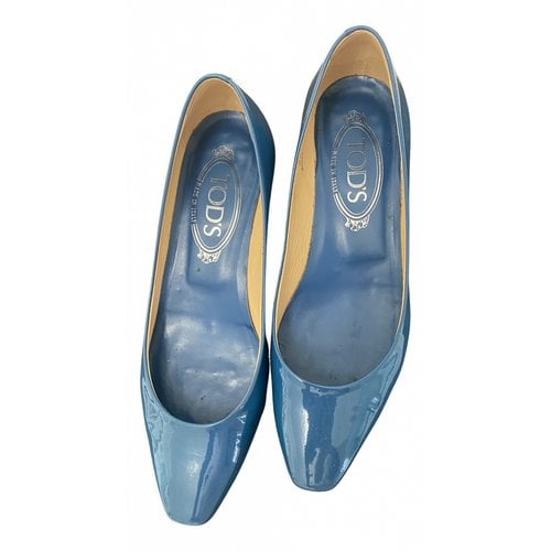 Pre-owned Tod's Leather Ballet Flats In Blue
