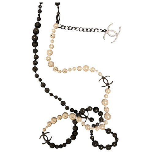 Pre-owned Chanel Cc Long Necklace In Black