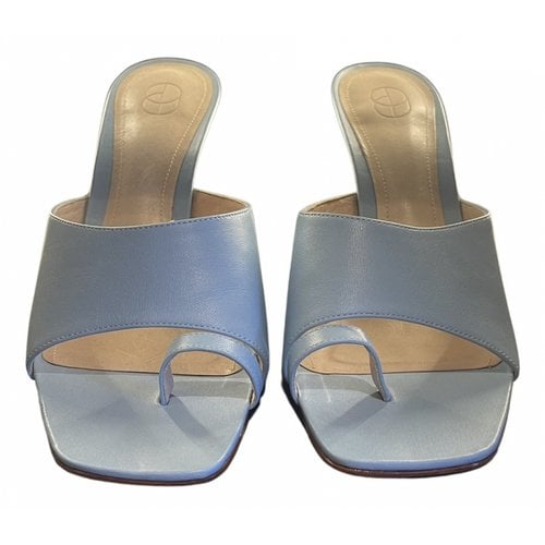 Pre-owned Porte & Paire Leather Mules In Blue