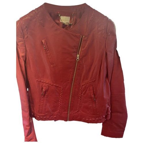 Pre-owned Miss Sixty Leather Biker Jacket In Red