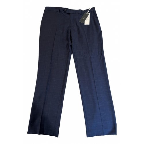 Pre-owned Tommy Hilfiger Wool Trousers In Navy