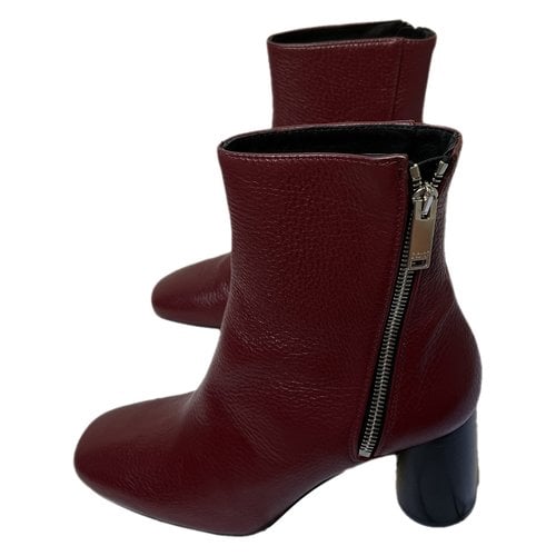 Pre-owned Claudie Pierlot Leather Ankle Boots In Red