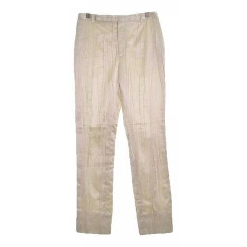 Pre-owned Saint Laurent Silk Trousers In White