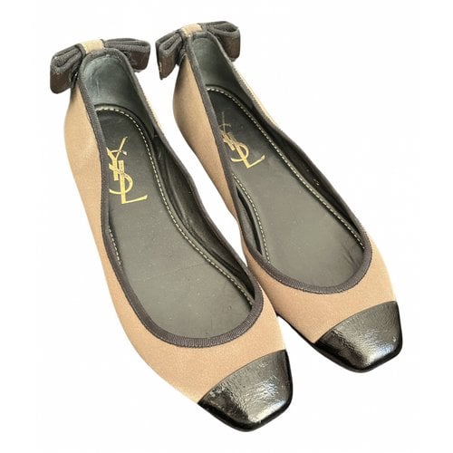 Pre-owned Saint Laurent Cloth Flats In Beige