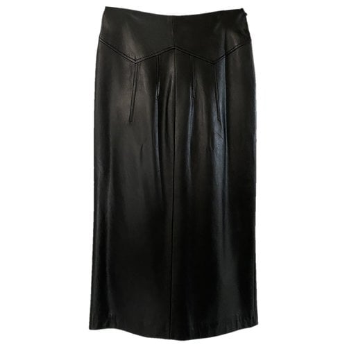Pre-owned Brock Collection Leather Mid-length Skirt In Black