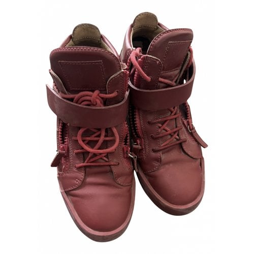 Pre-owned Giuseppe Zanotti Coby Leather Low Trainers In Red