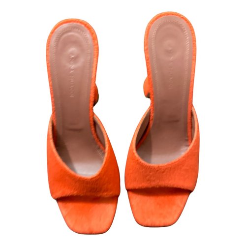 Pre-owned Amina Muaddi Lupita Sandal In Orange