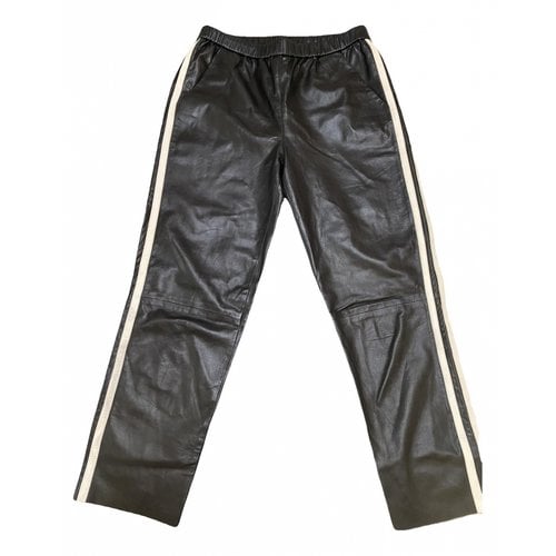 Pre-owned Trussardi Leather Trousers In Black