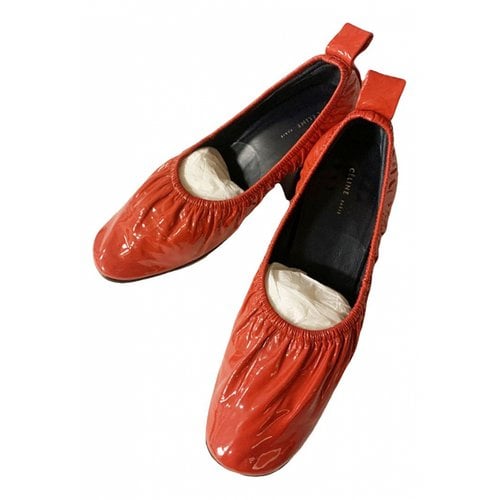 Pre-owned Celine Soft Ballerina Patent Leather Heels In Red
