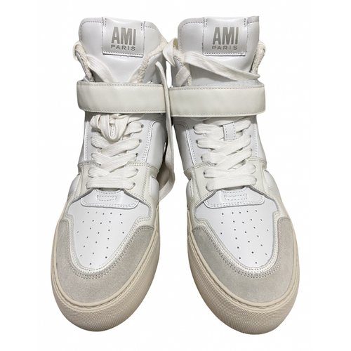 Pre-owned Ami Alexandre Mattiussi Leather High Trainers In Beige