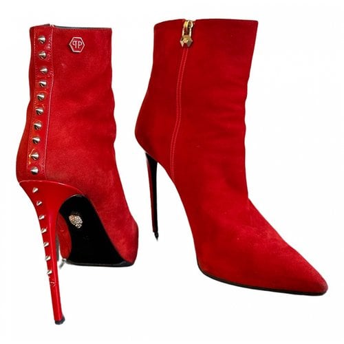 Pre-owned Philipp Plein Ankle Boots In Red