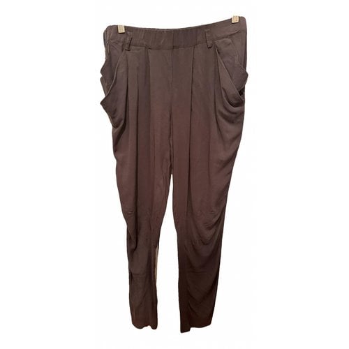 Pre-owned Maje Silk Trousers In Grey