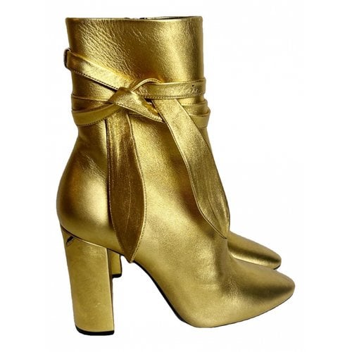 Pre-owned Saint Laurent Leather Boots In Gold