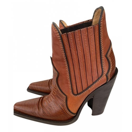 Pre-owned Dsquared2 Leather Ankle Boots In Brown