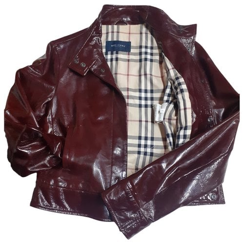 Pre-owned Burberry Leather Short Vest In Burgundy