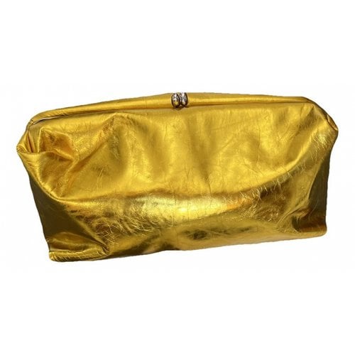 Pre-owned Jil Sander Leather Clutch Bag In Gold