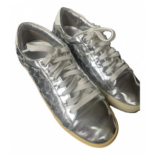 Pre-owned Saint Laurent Leather Trainers In Silver