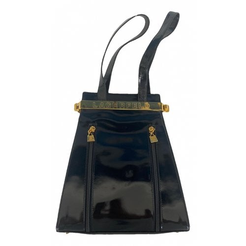 Pre-owned Karl Lagerfeld Patent Leather Backpack In Black