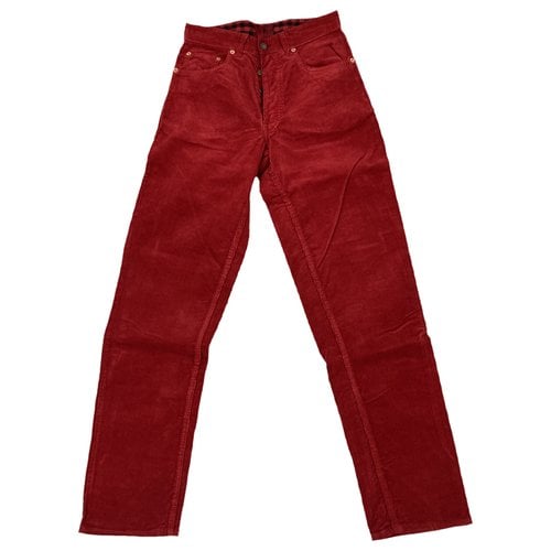 Pre-owned Valentino Velvet Straight Pants In Red