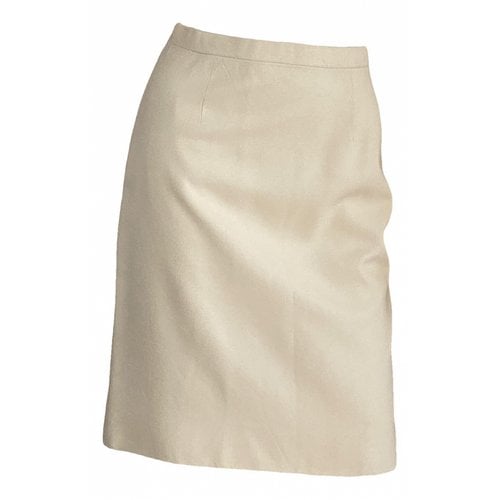 Pre-owned Valentino Wool Mini Skirt In Beige