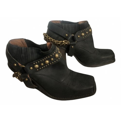 Pre-owned Jeffrey Campbell Leather Western Boots In Black