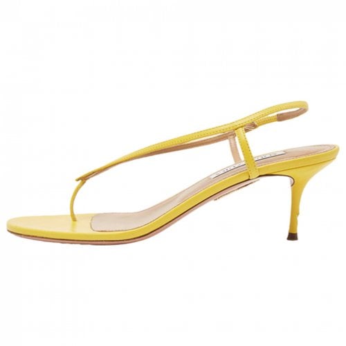 Pre-owned Aquazzura Patent Leather Sandal In Yellow
