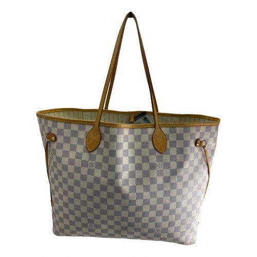 Pre-owned Louis Vuitton Neverfull Leather Handbag In White