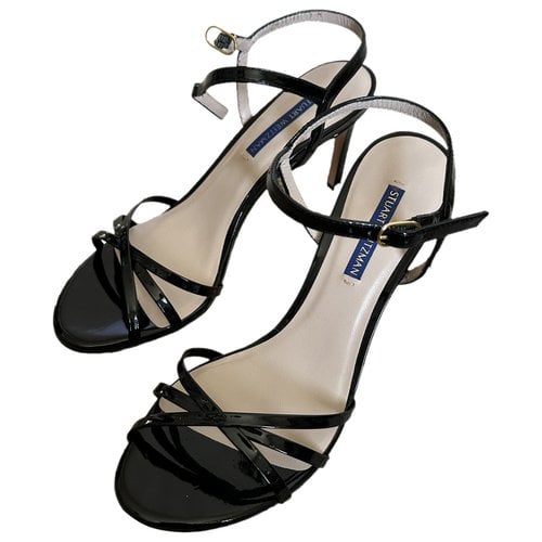 Pre-owned Stuart Weitzman Leather Sandal In Black
