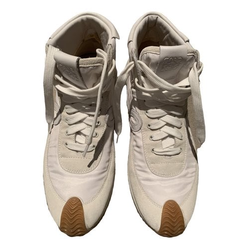Pre-owned Loewe Flow Runner Leather Trainers In White