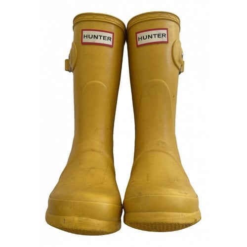 Pre-owned Hunter Wellington Boots In Yellow