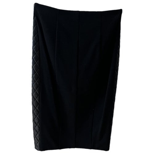 Pre-owned Pinko Vegan Leather Mid-length Skirt In Black