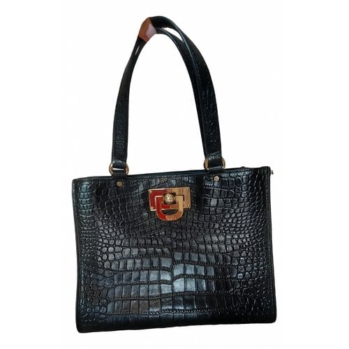Pre-owned Dkny Leather Tote In Black