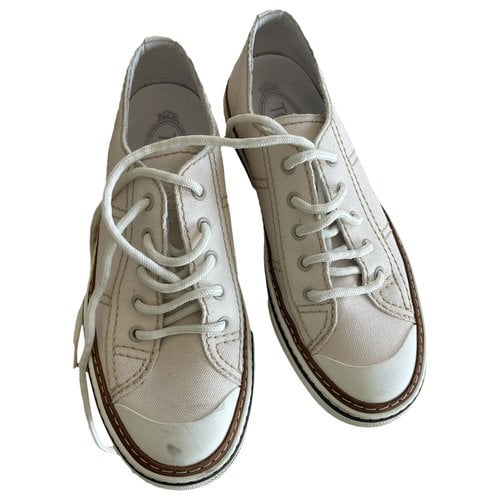 Pre-owned Tod's Cloth Trainers In Ecru